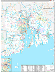 Providence-Warwick Metro Area Wall Map Premium Style 2026